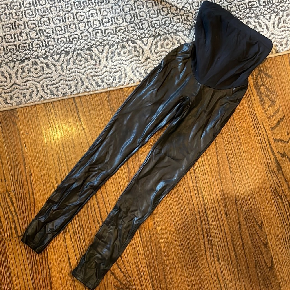 Spanx maternity faux leather leggings size small